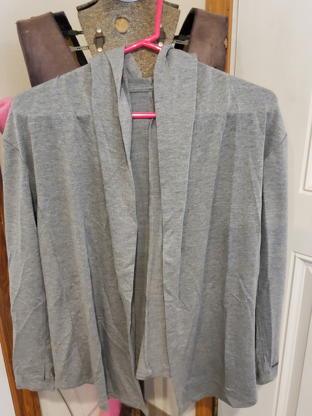 Justice Gray Girls' Hooded Top with Pink Trim